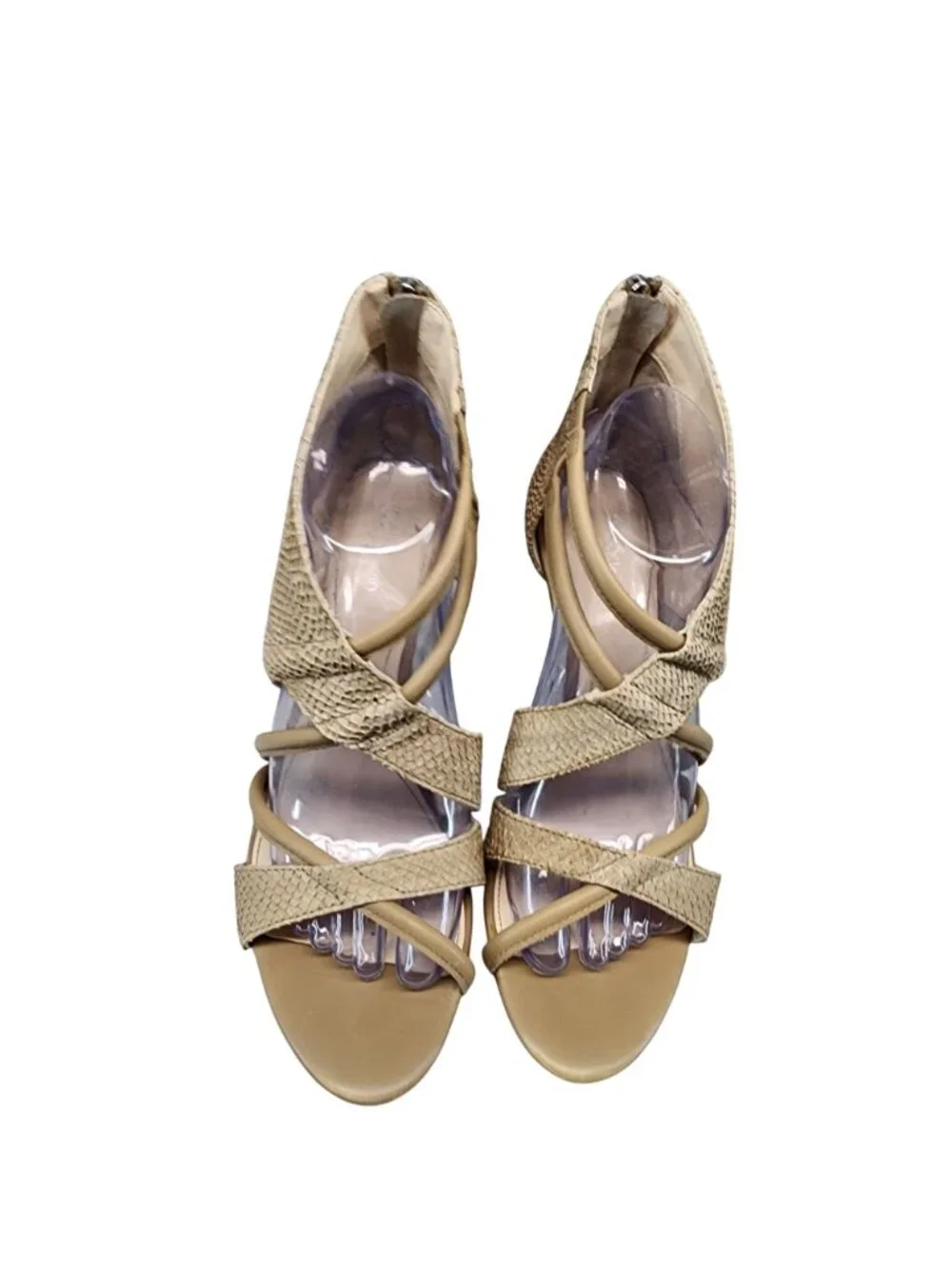 Calvin Klein Shoes Womens Size 9 Tan Leather Richelle Peep Toe Sandals *Read*